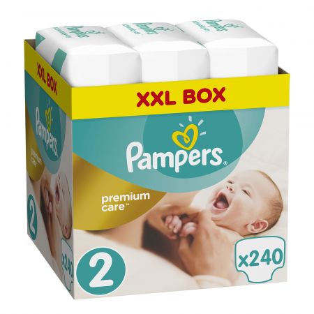 Пелени Pampers Premium Care XXL Box 2 Mini, 3-6 кг, 240 бр