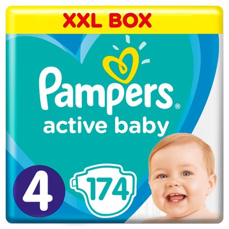 Пелени Pampers Active Baby XXL BOX 4, 9-14 кг, 174 броя