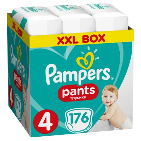 Пелени-гащички Pampers Pants XXL BOX 4 Maxi, 9-15 кг, 176 броя