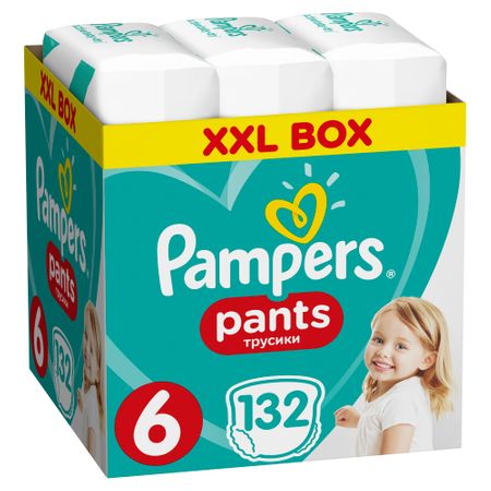 Пелени-гащички Pampers Pants XXL Box 6, 15 + кг, 132 броя
