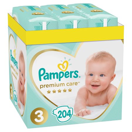 Пелени Pampers Premium Care XXL BOX 3, 5-9 кг, 204 бр