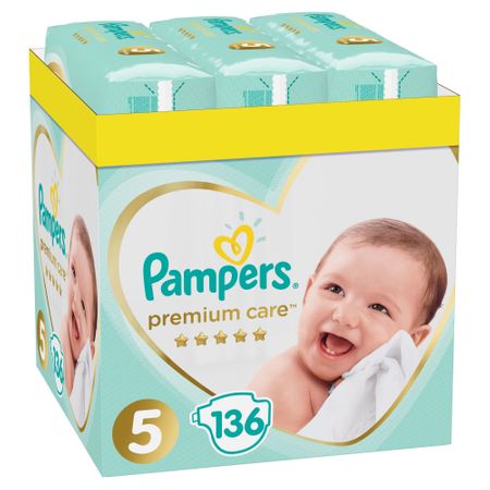 Пелени Pampers Premium Care XXL Box 5, 11- 16 кг, 136 броя