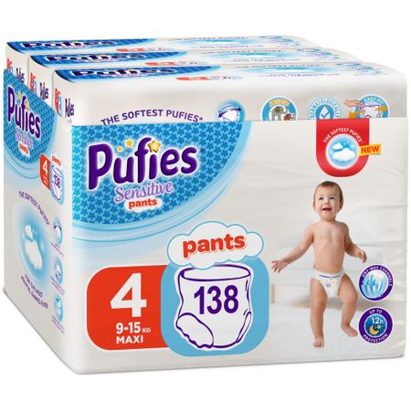 Пелени-гащички Pufies Pants Sensitive Maxi, Размер 4, 9-15 кг, 138 броя