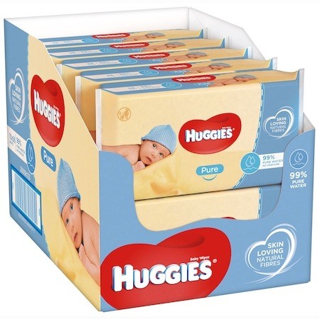 Пакет от 10 х Мокри кърпички Huggies Pure, Бебешки, 56 кърпички